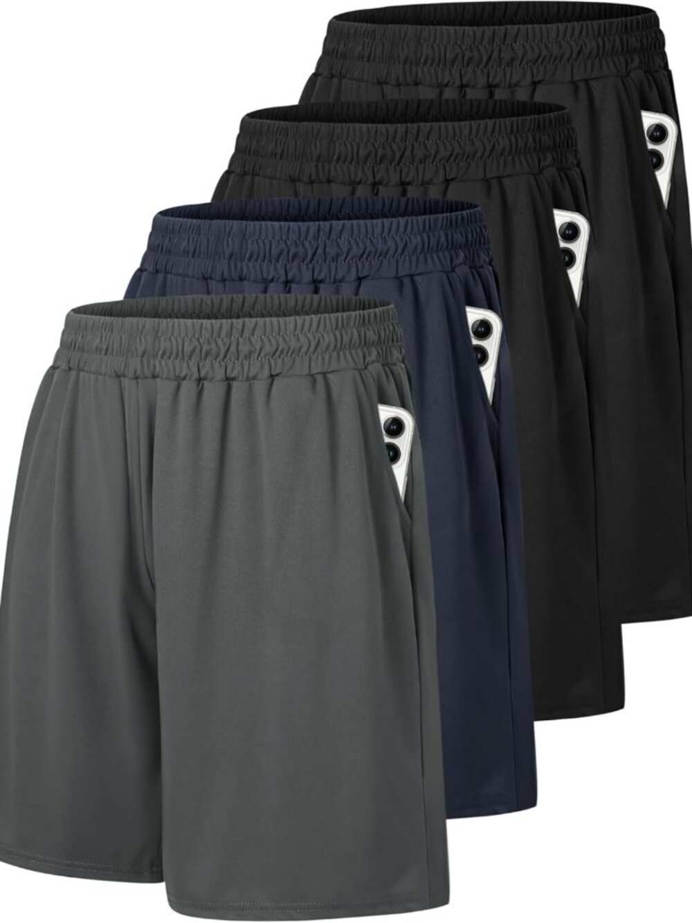 4 Pack Men's Athletic Gym Shorts - Basketball Fitness Apparel for Activewear